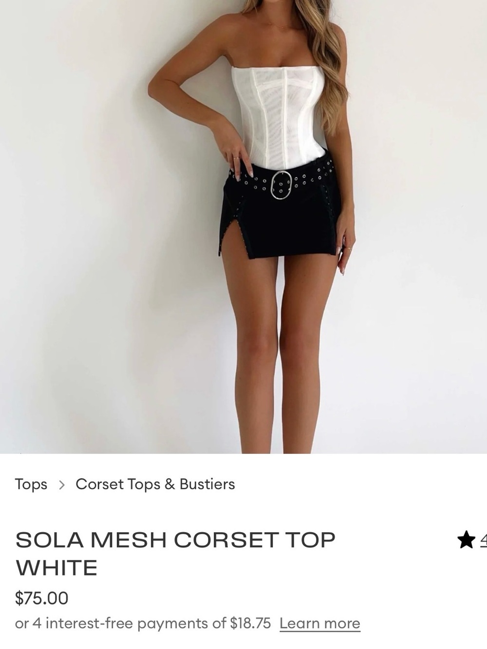 NWT Outcast XS SOLA MESH CORSET TOP WHITE bustier shaping flattering cream - Picture 8 of 14